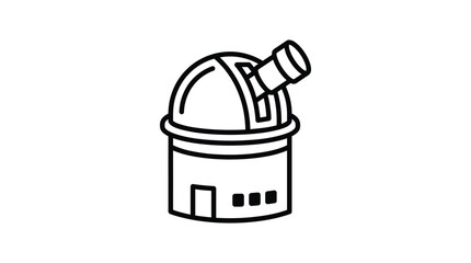 Astronomical observatory with dome and viewing tube black line silhouette © Redwen Studio