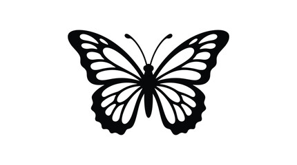 Butterfly Silhouette Against A White Background Black And White © Redwen Studio