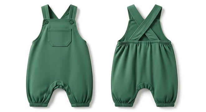 mockup of a forest green color baby overalls