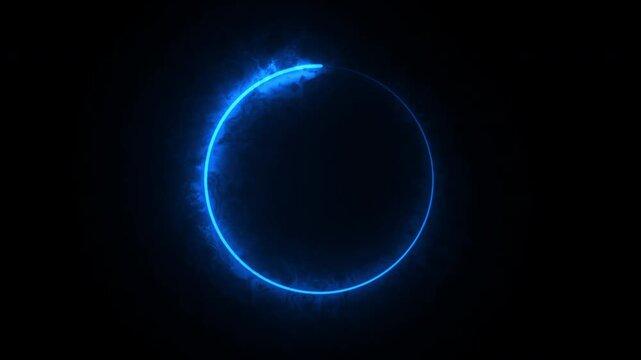 A circle of saber light on a black background, a looping spectrum animation, glowing neon lights.