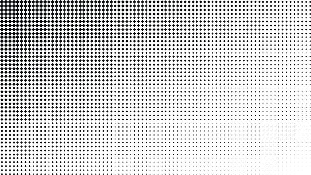 Diamond shape halftone pattern with a corner gradient transition from dense black diamonds to white background, for textures