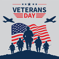 Obraz premium veterans day world war 2 soldier vector design