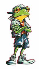 Obraz premium cartoon frog with a big smile