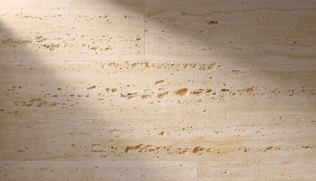 Travertine Stone Wall Tiles Cream Beige Porous Surface Natural Horizontal Banding Warm Light