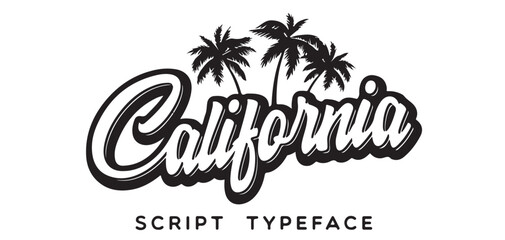 Obraz premium California Hand Lettering Script Typography Vintage Vector Design vector illustrator eps10
