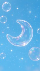 Fototapeta premium Dreamy crescent moon bubbles mobile wallpaper
