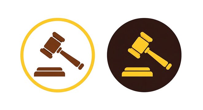 Minimalist Judge Gavel Icon Set for Law and Auction