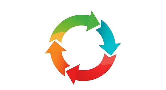 Colorful Circular Process Cycle with Four Curved Arrows Infographic