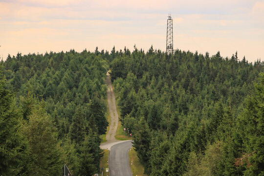 Wanderziel im Erzgebirge; Blick vom Gro&szlig;en zum Kleinen Fichtelberg (1206)