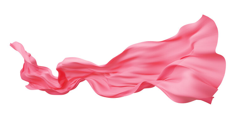 Luxury coral pink sheer fabric flowing isolated on transparent background 3D render