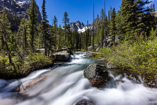 Rushing creek in Sawtooth Mountains, long exposure