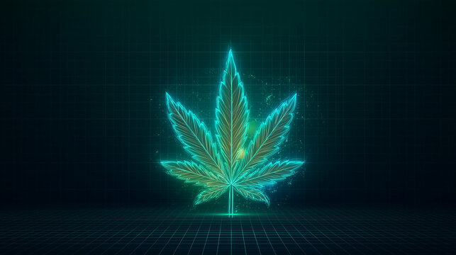 Cannabis Marijuana Hemp Leaf Isolated on White Background, Botanical Plant Illustration Created with Generative AI