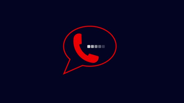 Red phone icon inside a chat bubble on a dark background, showing a calling or messaging app symbol with a clean modern digital look.