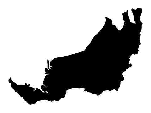 Sarawak Black Map Silhouette Flat Vector Illustration