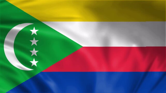 comoros flag waving in the win full screen 3d animation loop seamless animation. good for background waiting screen