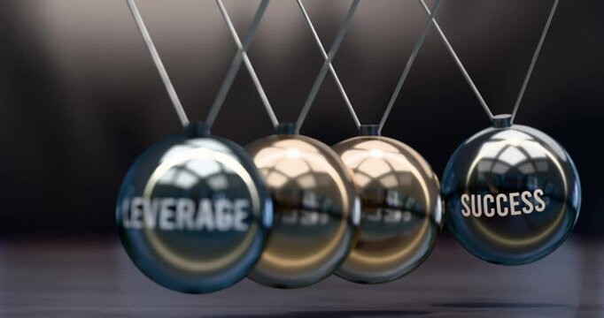 Leverage creates success. Elegant metaphor showing power of the leverage and its effects on success. Mutual and self inforcing link between leverage and success. Video can be looped