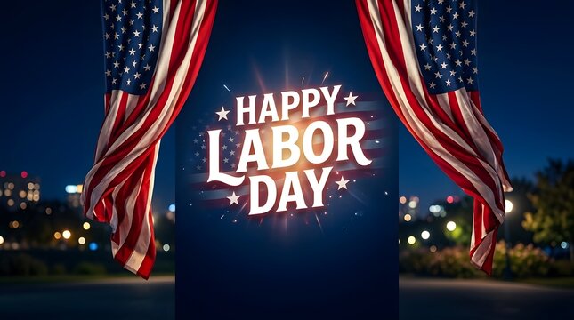 Happy Labor Day celebration background. US flag design for American holiday greeting card.