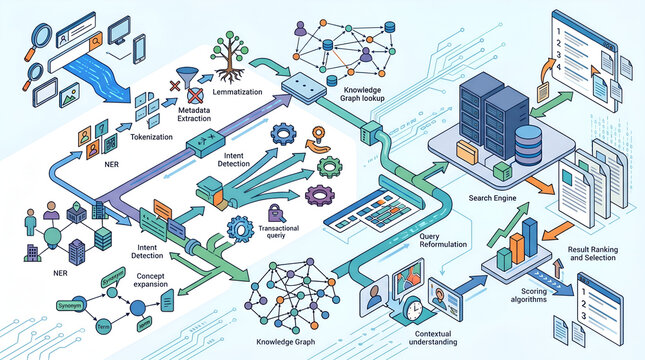 Natural Language Processing NLP Search Engine Architecture Infographic