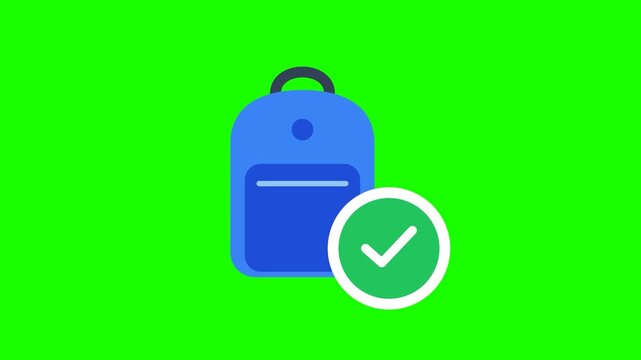 Educational backpack icon with confirmation checkmark for school preparation