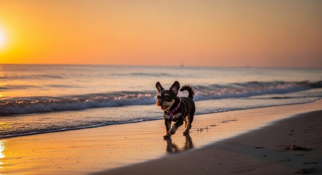 Sunrise zoomies on the shore.