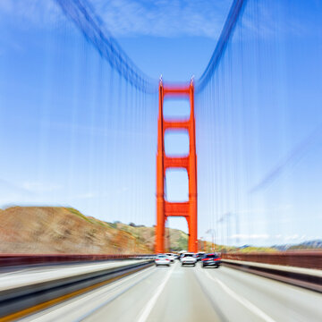 Traffic on Golden Gate Bridge, motion blur