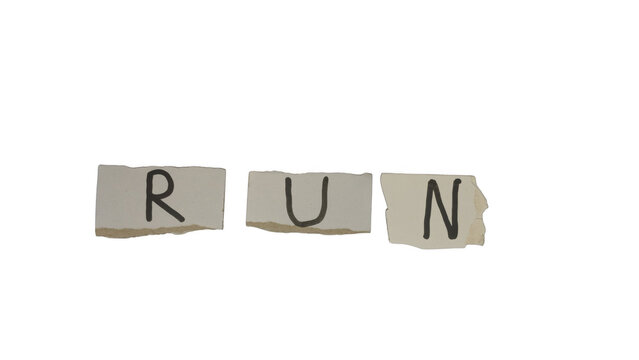 Word run made of torn paper pieces