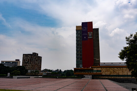 Iconic Campus: Rectory Tower and Central Library at UNAM Ciudad Universitaria in Mexico City (CDMX)