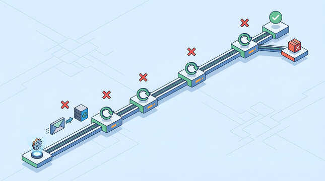 Isometric CI CD Pipeline and Automated Software Development Process Flow Diagram