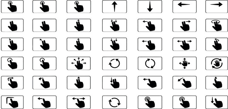 User interface gesture icons for mobile and tablet touch controls