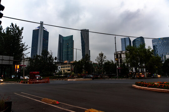 Urban Life: Bustling Street Scene and Architecture in Downtown Mexico City (CDMX)