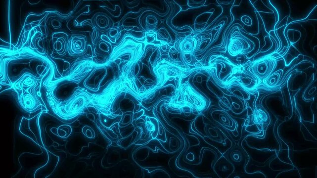 Vibrant swirling lines curve gracefully across dark space. Dynamic movement defines these swirling lines visually. Glowing blue light fills the swirling lines design.