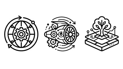 Fototapeta premium Industrial and technological innovation conceptual icons set with innovation technology industrial development engineering automation manufacturing connectivity industry business processes