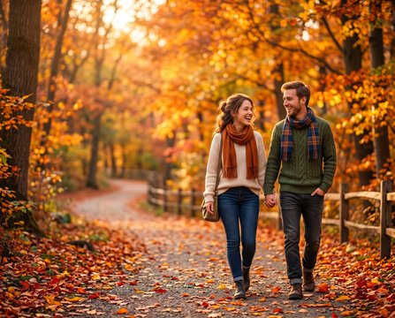 Paar beim Herbstspaziergang