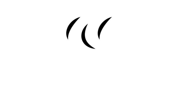 Straight and Curved Smoke Icon Animation on white Background &ndash; Hot Steam, Vapor, Heat Symbol, 4K Motion Graphics