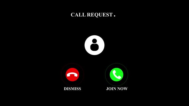 Incoming Call Request Screen with Accept and Dismiss Buttons for Business Communication Interface.