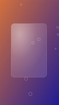Abstract background featuring a vertical rectangular frame with soft glowing circles floating against a smooth gradient of warm orange and deep blue