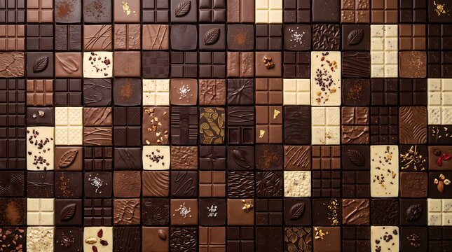 Gourmet chocolate photography featuring an array of artisan bars