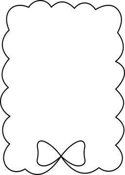 Scalloped Rectangular Outline Frame with Bottom Ribbon Bow Knot Vector