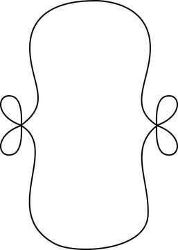 Cute Hourglass Outline Frame with Side Ribbon Loops Vector Template