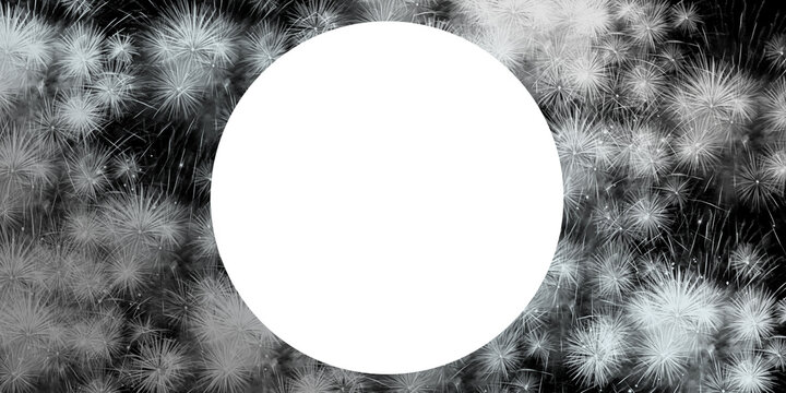 Monochromatic Fireworks Banner with Central Circle Cutout Template