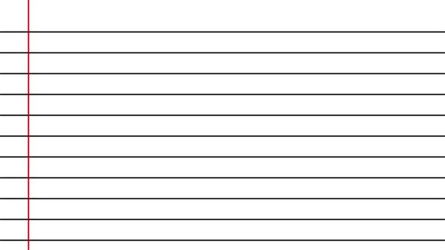 Blank white worksheet exercise book, lined notebook paper, Motion graphics of blank page icon animation.