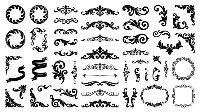 Luxury Baroque Flourish Collection with Ornamental Scrolls and Rolling Circle Vector Decorations