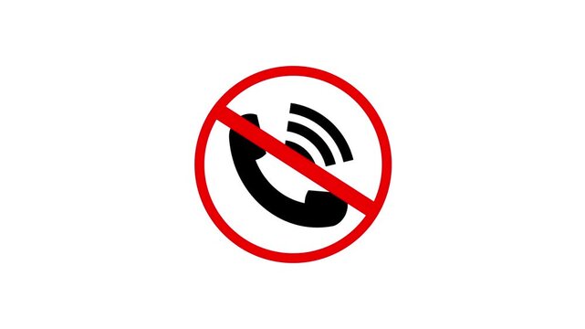 No phone sign graphics display strict device restriction compliance guidelines. High visibility corporate security posters leverage this telephone animation. The no phone sign glows.