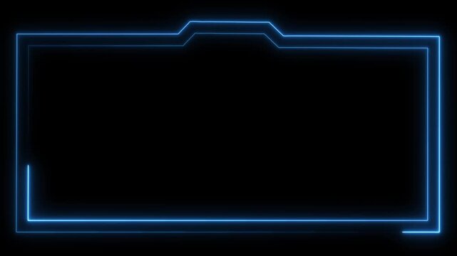 Futuristic rectangular border shapes frame text lines inside neon panels. Cyberpunk content streaming templates gain modern definition here. The rectangular border shines.