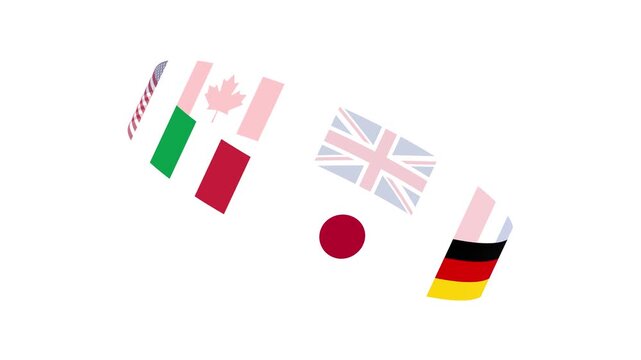 G7 Summit Flags Animated Circle Motion Loop Video