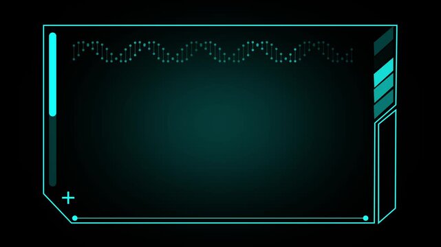 Tech interface template panels project abstract data waves over dark grids. Intricate command panels gain high visual value from this vector framework. Tech interface template.