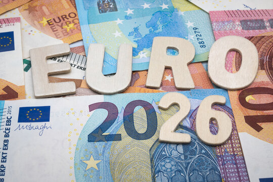 Euro currency, banknotes, and the inscription "Year 2026".
