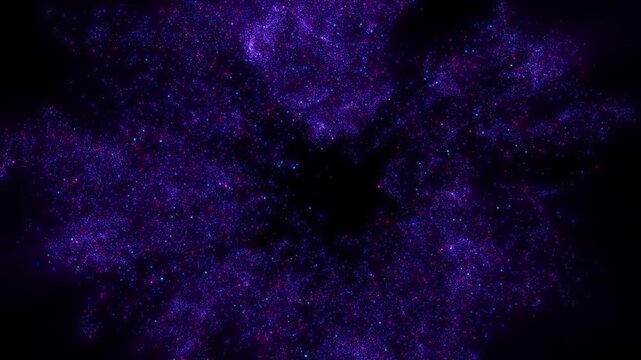4K Purple Particle Explosion with Glowing Sparkles and Light Rays. Abstract Motion Graphics Background Video, 2160p
