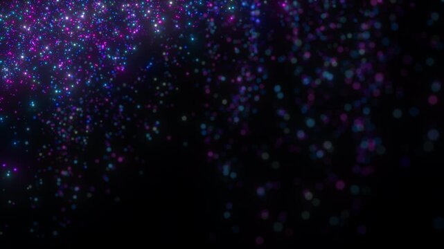 4K Purple Galaxy Particle Background. Cosmic Dust, Space Stars, Glowing Sparkles, Abstract Motion Graphics Overlay, Ambient Animation, 60 FPS, 2160p