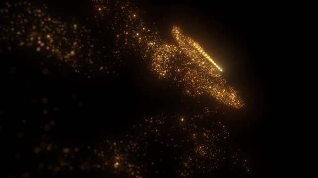4K Golden Particle Trail with Glowing Sparkles and Glitter Dust. Abstract Motion Graphics Background Video, 2160p
